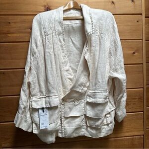 La Vaca Loca NWT Unisex Men Women Linen Jacket  Shirt Half Collar White OS